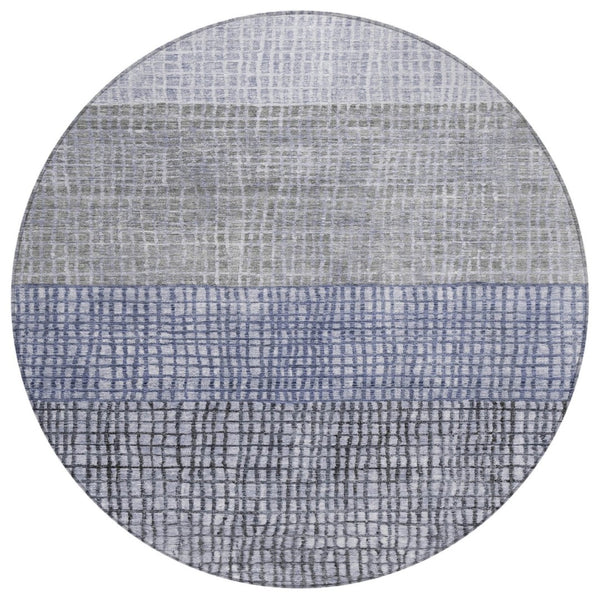 HomeRoots 8' Denim Blue Round Geometric Area Rug - Stylish, Durable, Washable for Indoor & Outdoor Spaces 622014