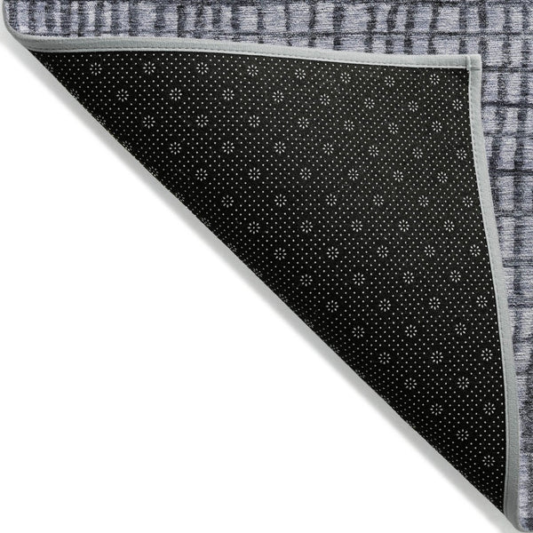 HomeRoots 8' Denim Blue Round Geometric Area Rug - Stylish, Durable, Washable for Indoor & Outdoor Spaces 622014
