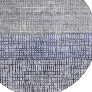 HomeRoots 8' Denim Blue Round Geometric Area Rug - Stylish, Durable, Washable for Indoor & Outdoor Spaces 622014