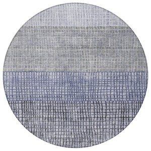 HomeRoots 8' Denim Blue Round Geometric Area Rug - Stylish, Durable, Washable for Indoor & Outdoor Spaces 622014