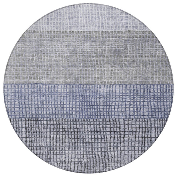 HomeRoots 8' Denim Blue Round Geometric Area Rug - Stylish, Durable, Washable for Indoor & Outdoor Spaces 622014