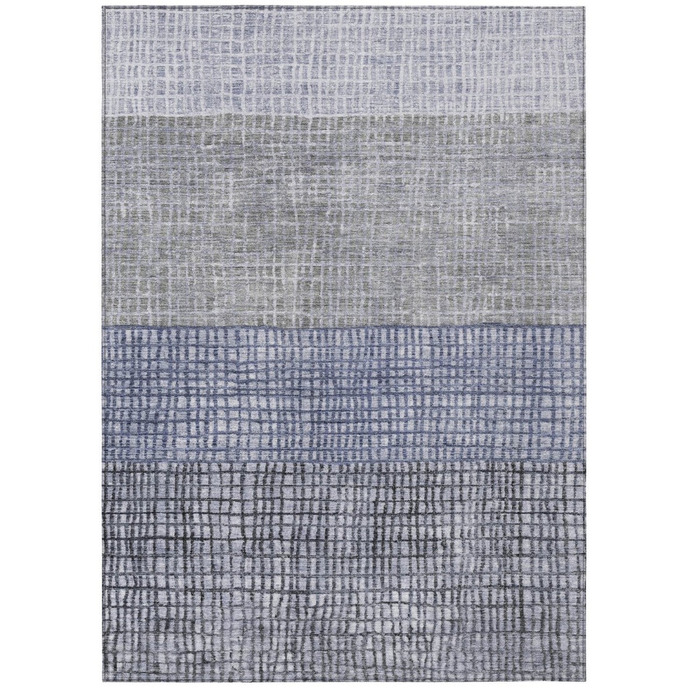 HomeRoots 8' X 10' Denim Blue & Ivory Geometric Washable Rug – Durable, Stylish, Indoor/Outdoor Versatility! 622015