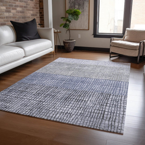 HomeRoots 9' Denim Blue Geometric Area Rug - Washable Indoor & Outdoor, Durable, Stylish, and Versatile Use 622016