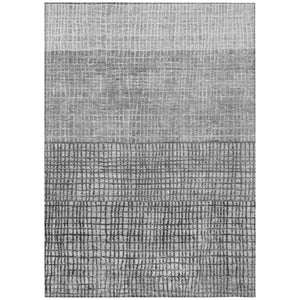 HomeRoots 5' X 8' Gray and Silver Geometric Area Rug – Stylish, Washable, Indoor/Outdoor, Durable & Easy Care! 622019