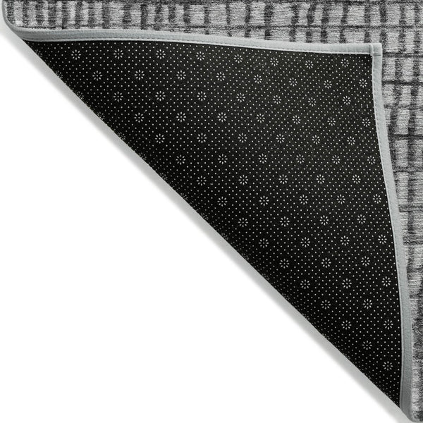HomeRoots 5' X 8' Gray and Silver Geometric Area Rug – Stylish, Washable, Indoor/Outdoor, Durable & Easy Care! 622019