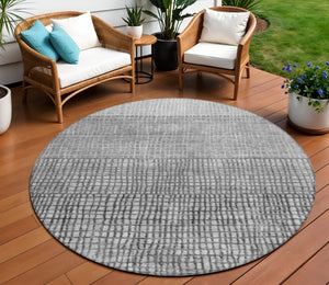 HomeRoots 8' Gray and Silver Round Geometric Area Rug - Stylish, Washable, Durable for Indoor & Outdoor Use 622020