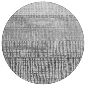 HomeRoots 8' Gray and Silver Round Geometric Area Rug - Stylish, Washable, Durable for Indoor & Outdoor Use 622020