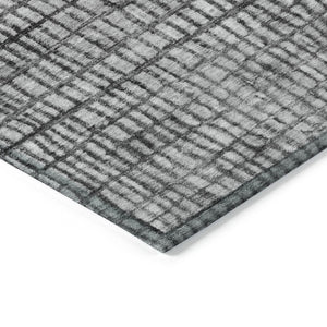 HomeRoots 8' Gray and Silver Round Geometric Area Rug - Stylish, Washable, Durable for Indoor & Outdoor Use 622020