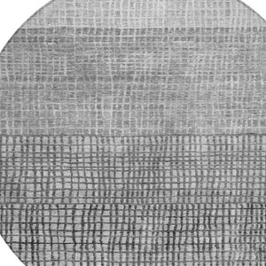 HomeRoots 8' Gray and Silver Round Geometric Area Rug - Stylish, Washable, Durable for Indoor & Outdoor Use 622020