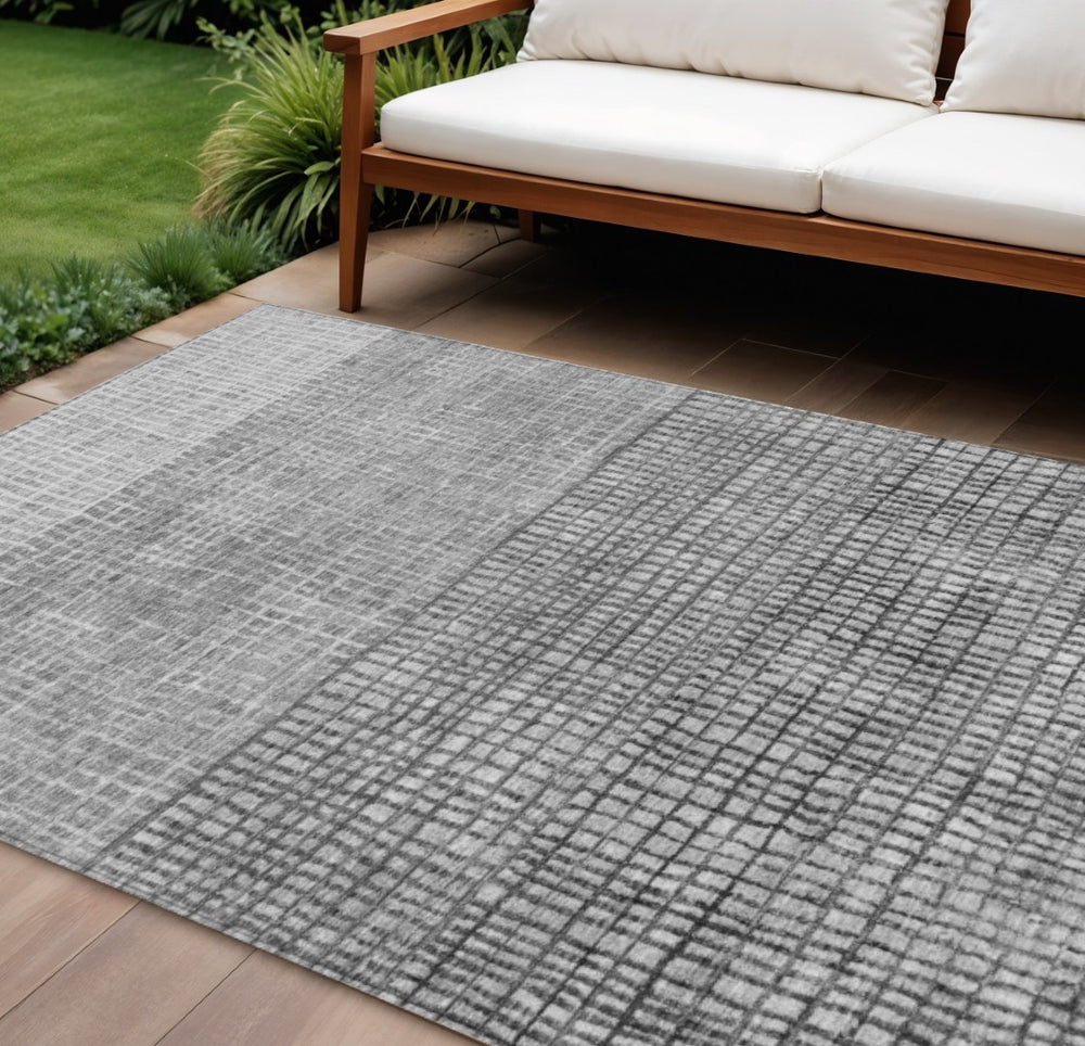HomeRoots 8' X 10' Gray and Silver Geometric Area Rug – Stylish, Washable, Durable for Indoor and Outdoor Use! 622021