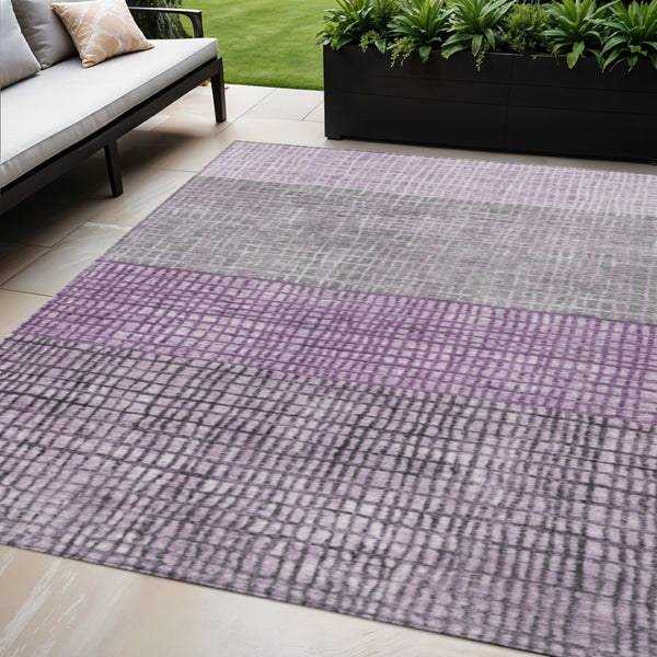 HomeRoots 5' X 8' Stylish Plum and Gray Geometric Area Rug - Washable, Durable, Perfect for Indoor & Outdoor Use 622025