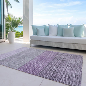 HomeRoots 5' X 8' Stylish Plum and Gray Geometric Area Rug - Washable, Durable, Perfect for Indoor & Outdoor Use 622025