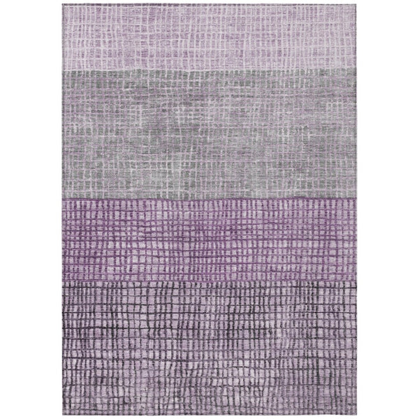 HomeRoots 5' X 8' Stylish Plum and Gray Geometric Area Rug - Washable, Durable, Perfect for Indoor & Outdoor Use 622025