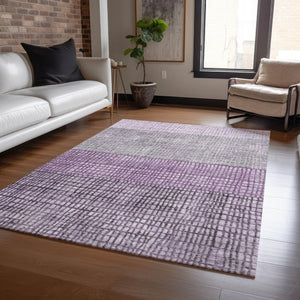 HomeRoots 5' X 8' Stylish Plum and Gray Geometric Area Rug - Washable, Durable, Perfect for Indoor & Outdoor Use 622025
