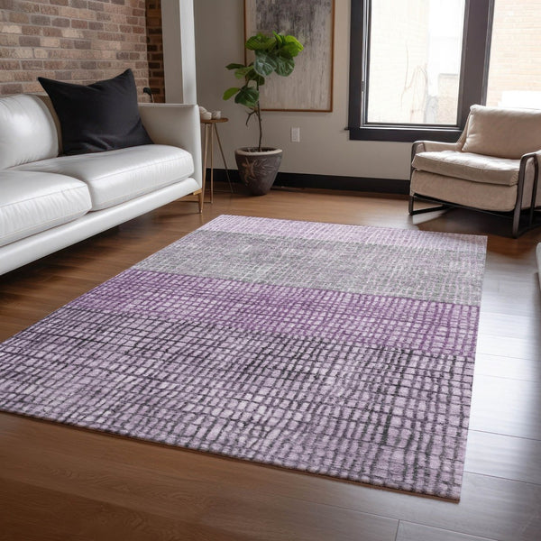 HomeRoots 5' X 8' Stylish Plum and Gray Geometric Area Rug - Washable, Durable, Perfect for Indoor & Outdoor Use 622025