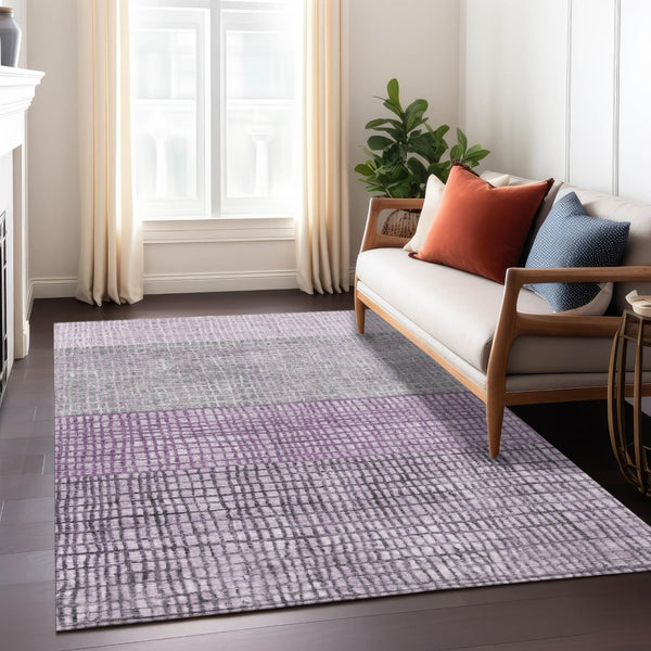 HomeRoots 5' X 8' Stylish Plum and Gray Geometric Area Rug - Washable, Durable, Perfect for Indoor & Outdoor Use 622025