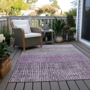 HomeRoots 5' X 8' Stylish Plum and Gray Geometric Area Rug - Washable, Durable, Perfect for Indoor & Outdoor Use 622025