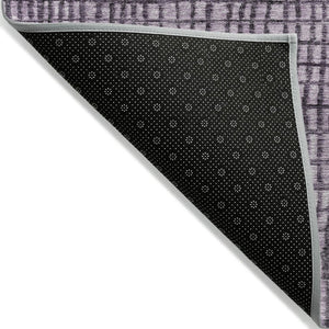 HomeRoots 8' Plum and Gray Round Geometric Area Rug – Durable, Washable, Stylish for Indoor/Outdoor Spaces 622026