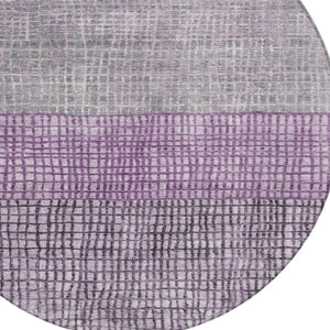 HomeRoots 8' Plum and Gray Round Geometric Area Rug – Durable, Washable, Stylish for Indoor/Outdoor Spaces 622026