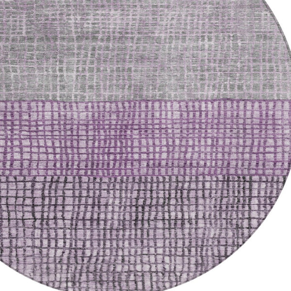 HomeRoots 8' Plum and Gray Round Geometric Area Rug – Durable, Washable, Stylish for Indoor/Outdoor Spaces 622026