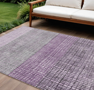 HomeRoots 10' X 14' Plum and Gray Geometric Washable Area Rug - Durable, Stylish, Indoor/Outdoor Versatile Design 622029