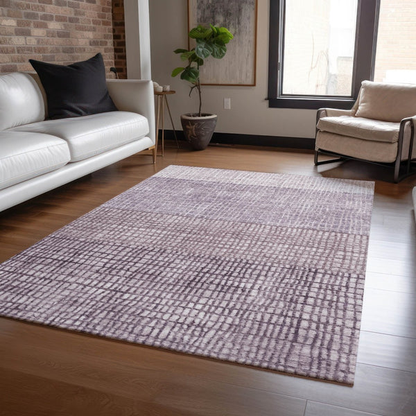 HomeRoots 5' X 8' Stylish Purple & Ivory Geometric Area Rug – Machine Washable for Indoor/Outdoor Use! 622031