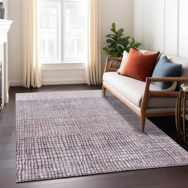 HomeRoots 5' X 8' Stylish Purple & Ivory Geometric Area Rug – Machine Washable for Indoor/Outdoor Use! 622031