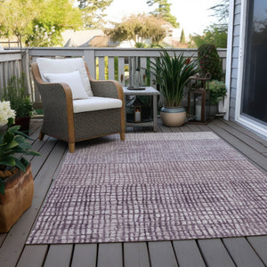 HomeRoots 5' X 8' Stylish Purple & Ivory Geometric Area Rug – Machine Washable for Indoor/Outdoor Use! 622031