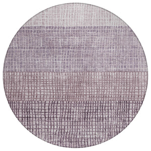 HomeRoots 8' Purple And Ivory Round Geometric Area Rug – Durable, Washable, Modern Design for Indoor & Outdoor Use 622032