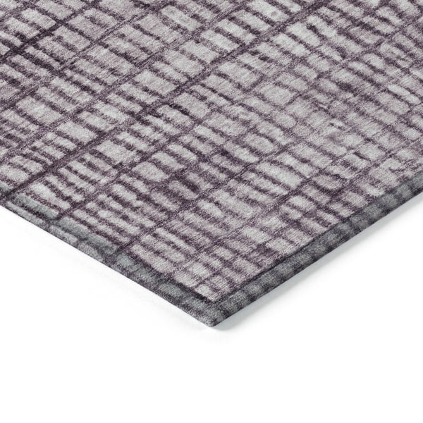 HomeRoots 8' Purple And Ivory Round Geometric Area Rug – Durable, Washable, Modern Design for Indoor & Outdoor Use 622032