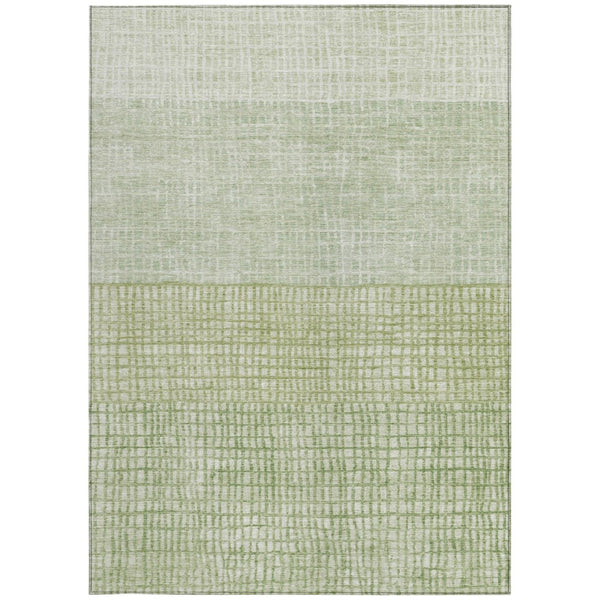 HomeRoots 5' Sage and Ivory Geometric Indoor Outdoor Area Rug - Stylish, Washable, Durable for High Traffic Spaces 622037