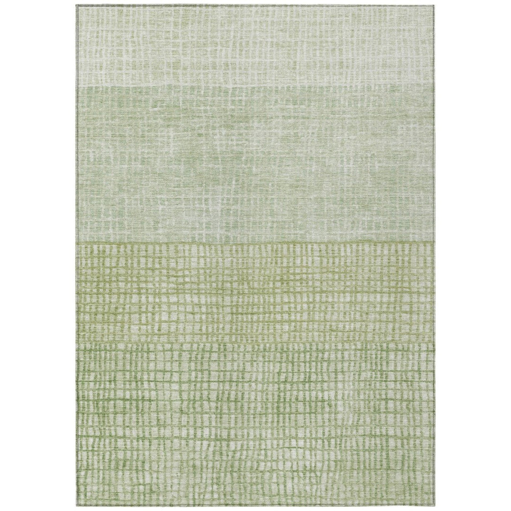 HomeRoots 5' Sage and Ivory Geometric Indoor Outdoor Area Rug - Stylish, Washable, Durable for High Traffic Spaces 622037