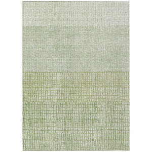 HomeRoots 5' Sage and Ivory Geometric Indoor Outdoor Area Rug - Stylish, Washable, Durable for High Traffic Spaces 622037
