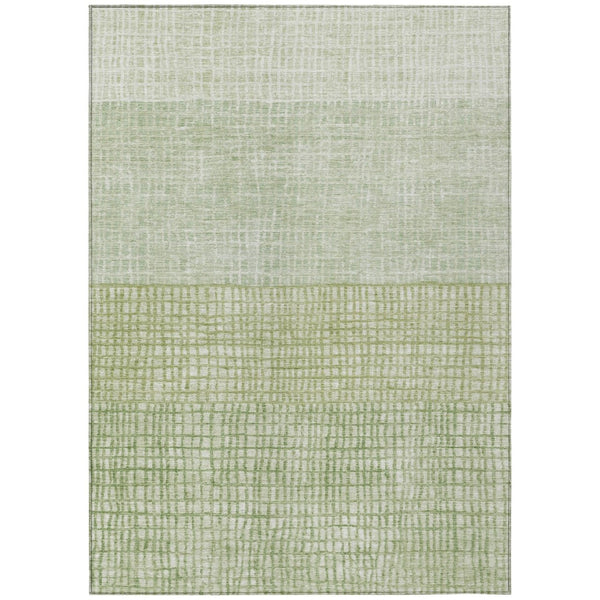 HomeRoots 5' Sage and Ivory Geometric Indoor Outdoor Area Rug - Stylish, Washable, Durable for High Traffic Spaces 622037