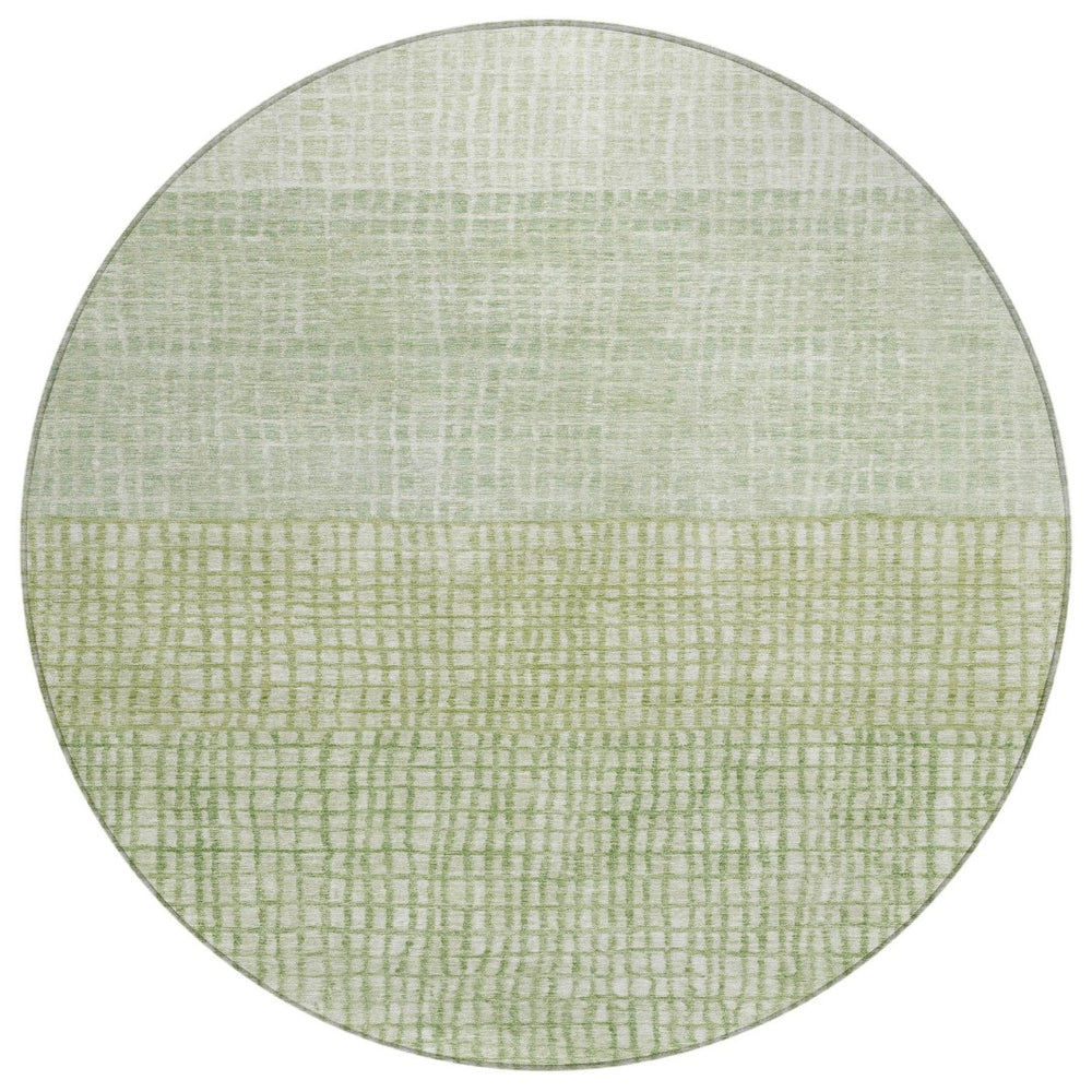 HomeRoots 8' Sage and Ivory Round Geometric Rug - Durable, Washable, Perfect for Indoor & Outdoor Spaces! 622038