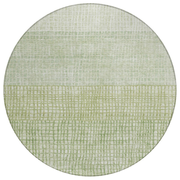HomeRoots 8' Sage and Ivory Round Geometric Rug - Durable, Washable, Perfect for Indoor & Outdoor Spaces! 622038