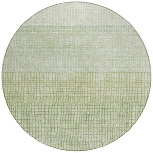 HomeRoots 8' Sage and Ivory Round Geometric Rug - Durable, Washable, Perfect for Indoor & Outdoor Spaces! 622038