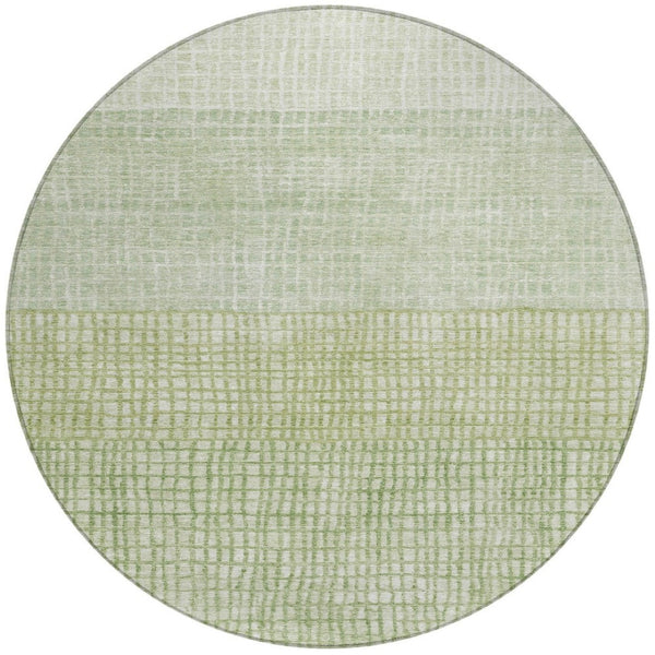 HomeRoots 8' Sage and Ivory Round Geometric Rug - Durable, Washable, Perfect for Indoor & Outdoor Spaces! 622038