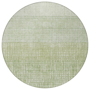 HomeRoots 8' Sage and Ivory Round Geometric Rug - Durable, Washable, Perfect for Indoor & Outdoor Spaces! 622038