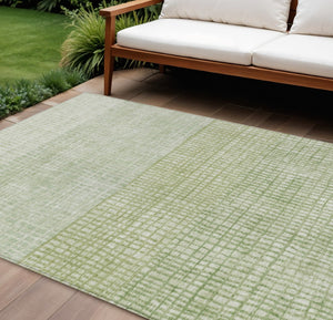 HomeRoots 8' Sage and Ivory Geometric Area Rug - Stylish, Washable, Indoor/Outdoor Solution for Any Space 622039