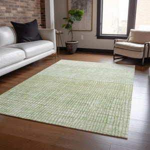 HomeRoots 9' X 12' Stylish Sage and Ivory Geometric Area Rug - Washable, Durable, Indoor/Outdoor Versatility 622040