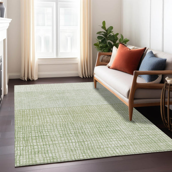 HomeRoots 9' X 12' Stylish Sage and Ivory Geometric Area Rug - Washable, Durable, Indoor/Outdoor Versatility 622040
