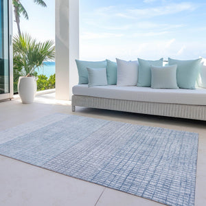HomeRoots 5' Sky Blue and Ivory Geometric Area Rug - Washable, Durable for Indoor and Outdoor Spaces, Stylish! 622043