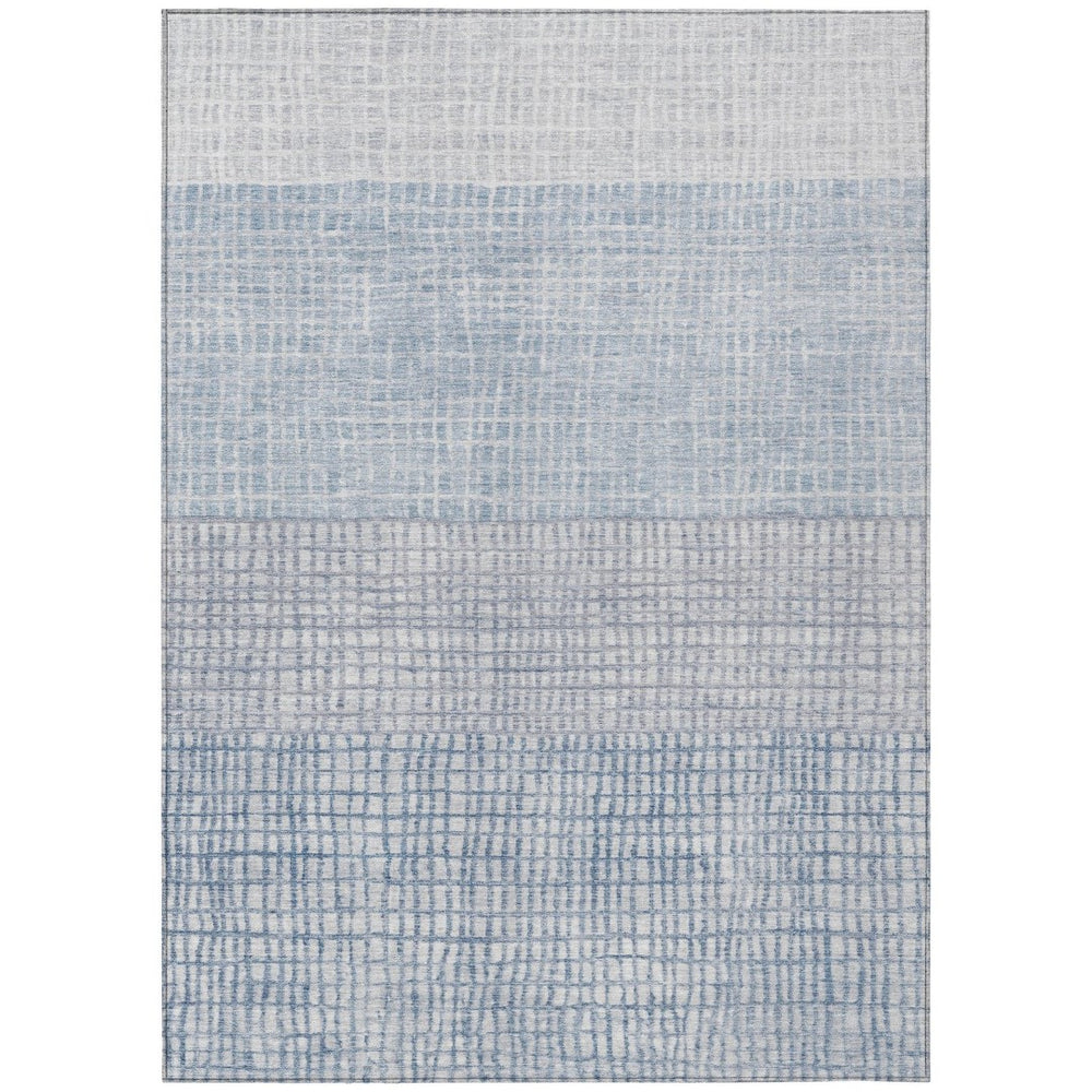 HomeRoots 5' Sky Blue and Ivory Geometric Area Rug - Washable, Durable for Indoor and Outdoor Spaces, Stylish! 622043