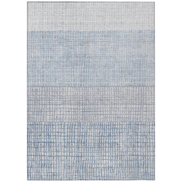 HomeRoots 5' Sky Blue and Ivory Geometric Area Rug - Washable, Durable for Indoor and Outdoor Spaces, Stylish! 622043