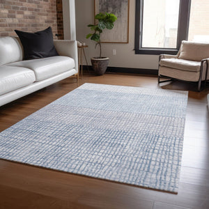 HomeRoots 5' Sky Blue and Ivory Geometric Area Rug - Washable, Durable for Indoor and Outdoor Spaces, Stylish! 622043