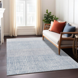 HomeRoots 5' Sky Blue and Ivory Geometric Area Rug - Washable, Durable for Indoor and Outdoor Spaces, Stylish! 622043