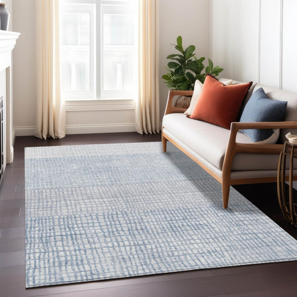 HomeRoots 5' Sky Blue and Ivory Geometric Area Rug - Washable, Durable for Indoor and Outdoor Spaces, Stylish! 622043