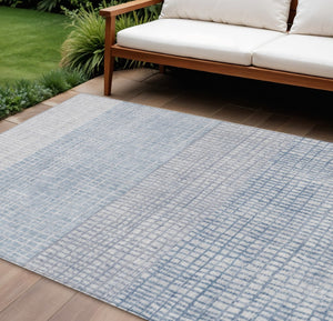 HomeRoots 9' X 12' Sky Blue Geometric Area Rug - Stylish Washable Indoor/Outdoor Design for High Traffic Spaces 622046