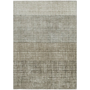 HomeRoots 8' X 10' Stylish Taupe and Ivory Geometric Washable Rug for Indoor and Outdoor High-Traffic Areas 622057